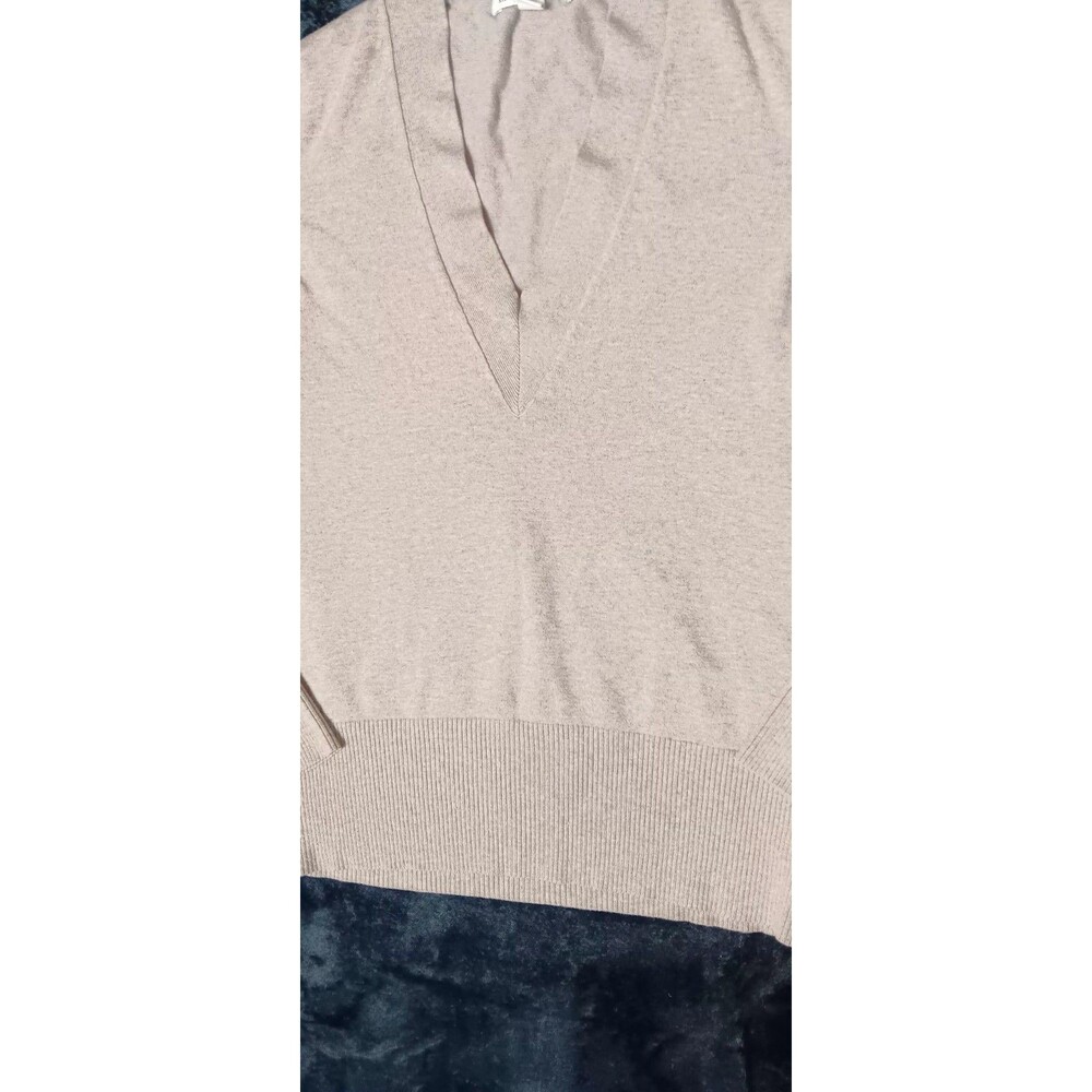 Banana Republic Silk Cotton Cashmere Blend Vneck Sweater S Taupe Brown Preppy - Picture 7 of 13